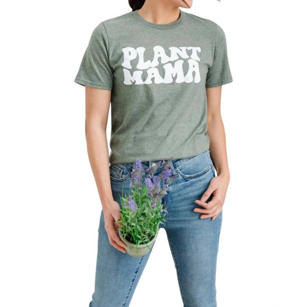 NEW 123 AMORE plant mama graphic shirt in green